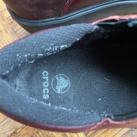 Crocs Women's Burgundy Slip On Clog Work Shoes Leather - Picture 11 of 16